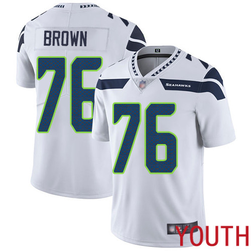 Seattle Seahawks Limited White Youth Duane Brown Road Jersey NFL Football #76 Vapor Untouchable